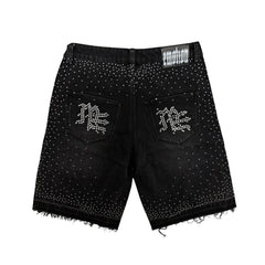 Black “ME” Rhinestone Denim Shorts