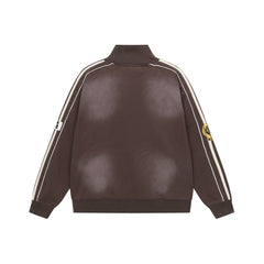Vale Forever Valley Dreams Chenille Patch Lettering Vintage Wash Track Jacket brown