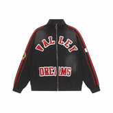 Vale Forever Valley Dreams Chenille Patch Lettering Vintage Wash Track Jacket black