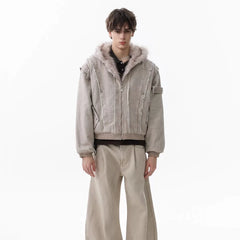 NOAH MARS Mountain Print Velvet Lined Hooded Cotton Jacket Men Old Money Winter Coat