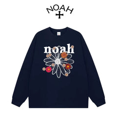 NOAH Autumn Co-branded Daisy Letter Crew Neck Cotton Long Sleeve Tee Unisex