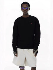 NOAH MARS Men Velvet Crew Sweatshirt Left Chest Cross Embroidery Autumn Winter