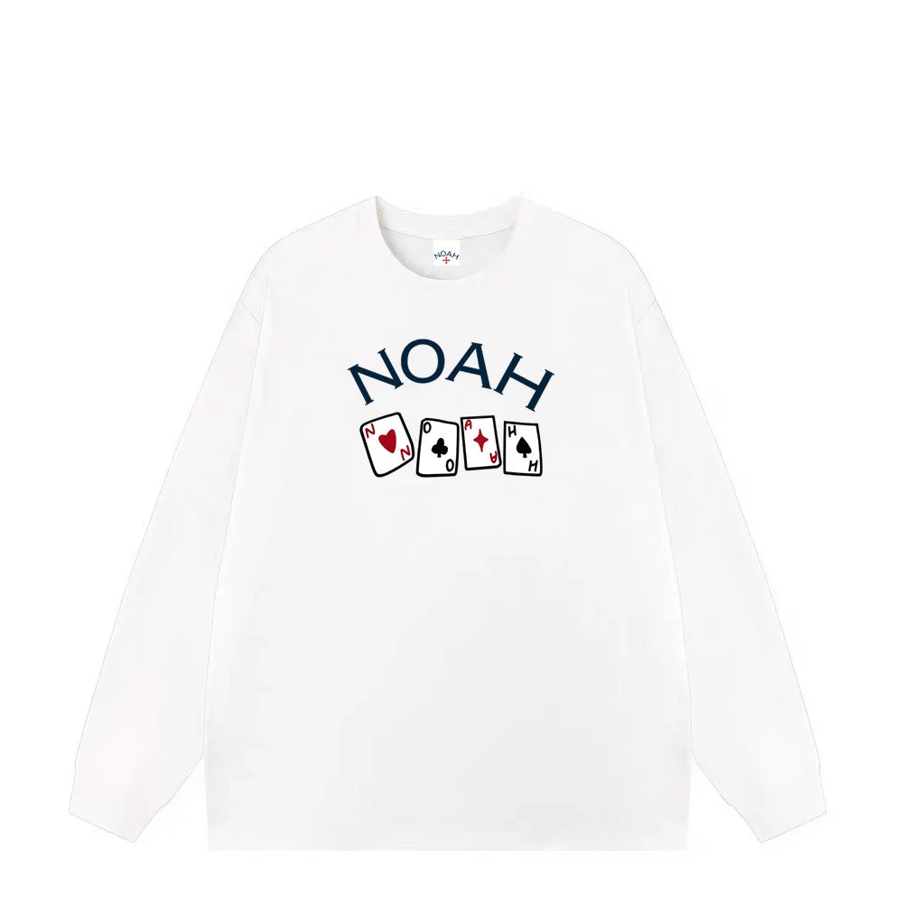 NOAH Poker Print Heavy Cotton Unisex Long Sleeve Tee Spring Autumn