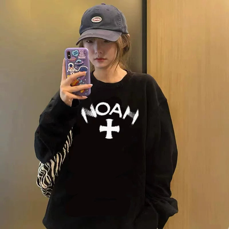 NOAH Letter Print Unisex Long Sleeve Tee 24 New Loose American Casual
