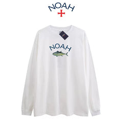 NOAH BWCJ Tuna Print Pure Cotton Unisex Long Sleeve Tee Autumn