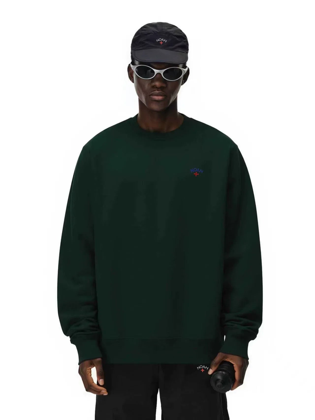 NOAH MARS Loose Crew Sweatshirt Left Chest Cross Embroidery