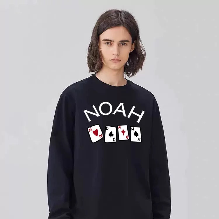 NOAH Poker Print Heavy Cotton Unisex Long Sleeve Tee Spring Autumn