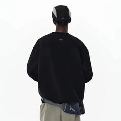 NOAH MARS Men Thread Splice Crew Sweatshirt Back Small Cross Logo American Casual