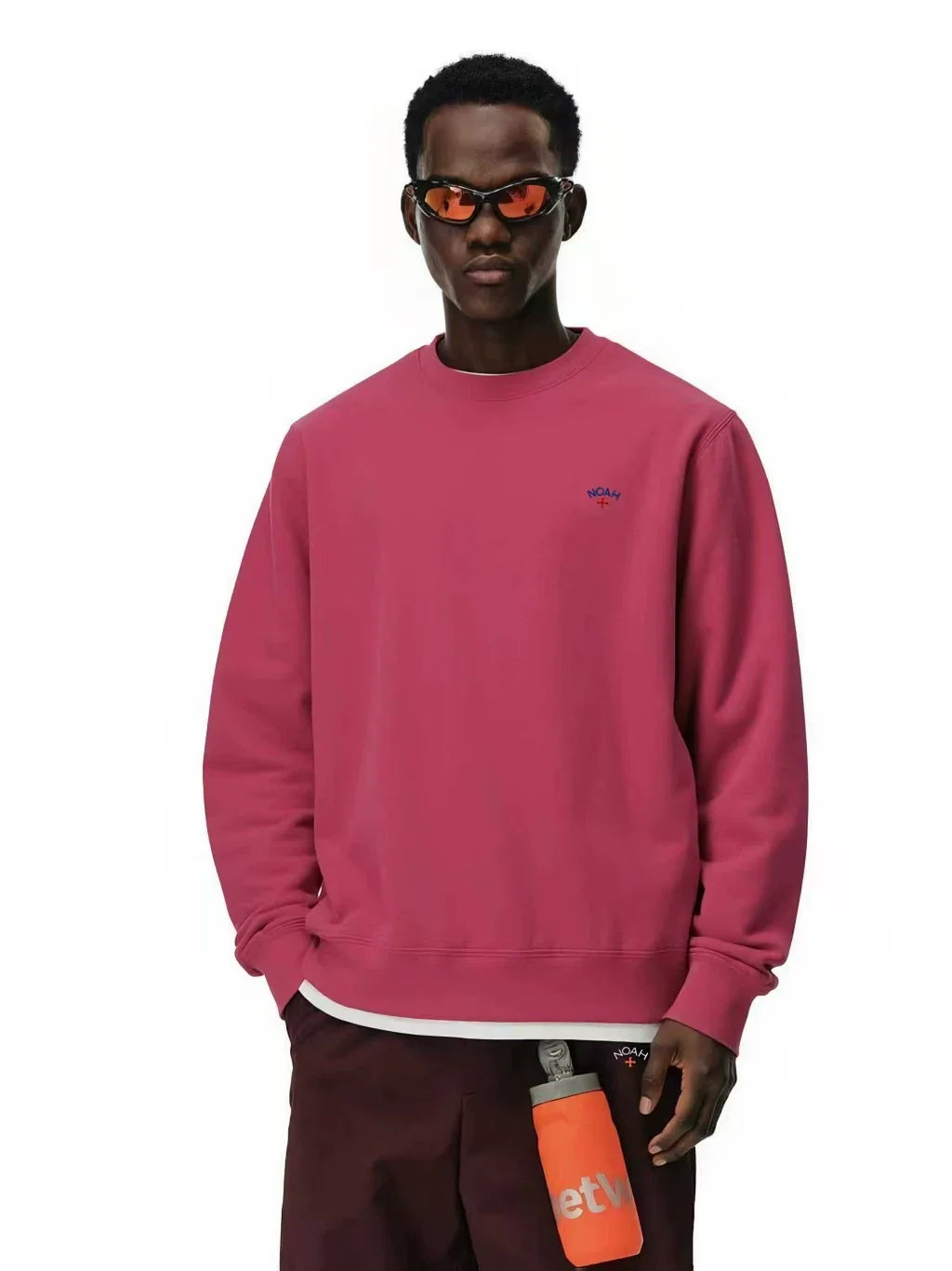 NOAH MARS Loose Crew Sweatshirt Left Chest Cross Embroidery