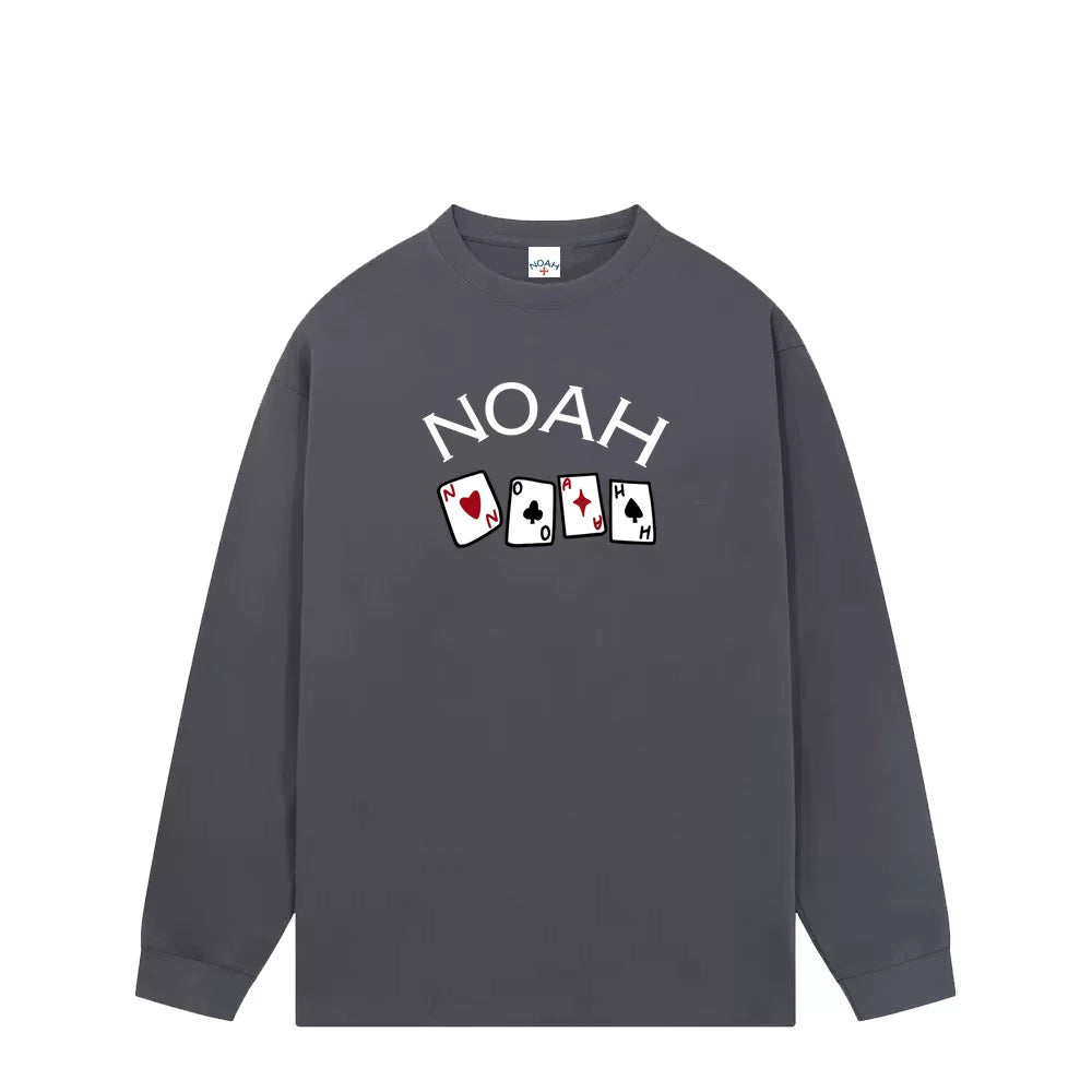 NOAH Poker Print Heavy Cotton Unisex Long Sleeve Tee Spring Autumn