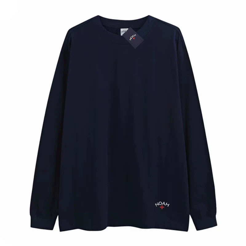 NOAH BWCJ Loose Small Cross Logo Couple Cotton Long Sleeve Base Tee