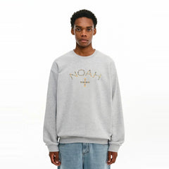 NOAH MARS Men Heavyweight Crew Sweatshirt Plaid Cross Thread Splicing