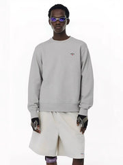 NOAH MARS Men Velvet Crew Sweatshirt Left Chest Cross Embroidery Autumn Winter