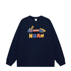 NOAH Loose Cartoon Logo Couple Pure Cotton Long Sleeve Base T-shirt