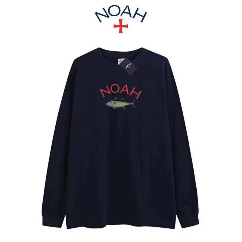 NOAH BWCJ Tuna Print Pure Cotton Unisex Long Sleeve Tee Autumn