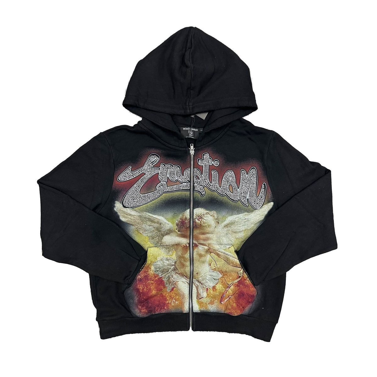 Mixed Emotion Angel Graphic Full Zip Hoodie